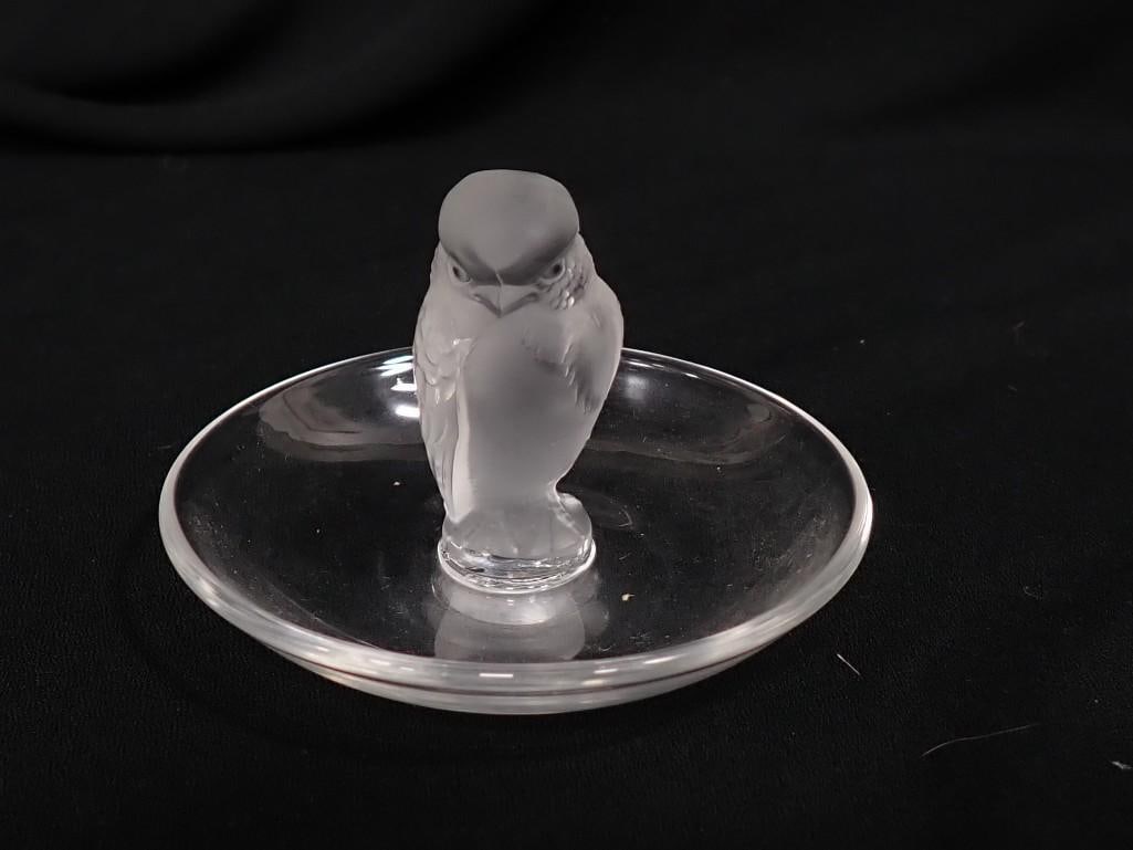 Lalique Owl Frosted Crystal Ring Trinket Dish (1 of 7)