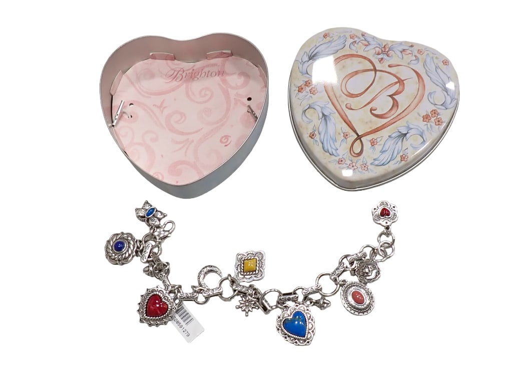 Brighton Silver Charm Bracelet New with Tag and Tin 7" (1 of 8)
