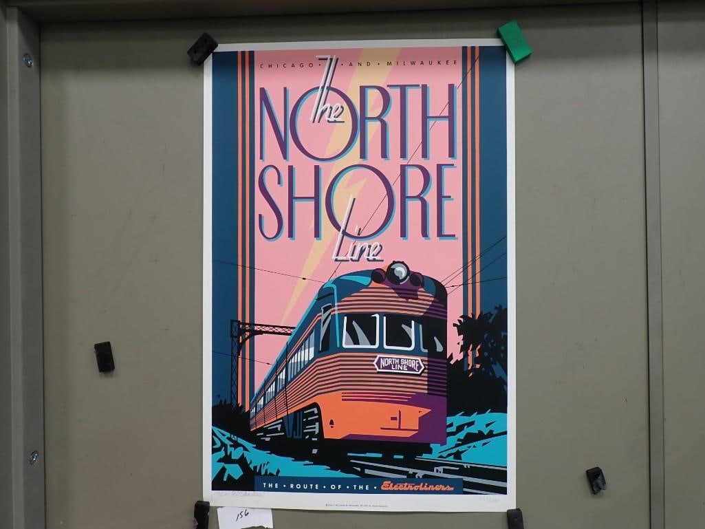 Vintage Poster North Shore Line Chicago Milwaukee Train John T McCarthy Jr Signed & Numbered 20" x 3 (1 of 7)