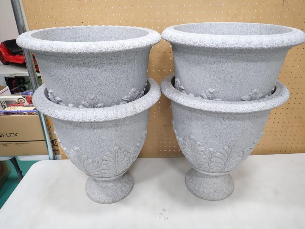 Lot of 4 Heavy Duty Plastic Outdoor Planters or Urns (1 of 6)