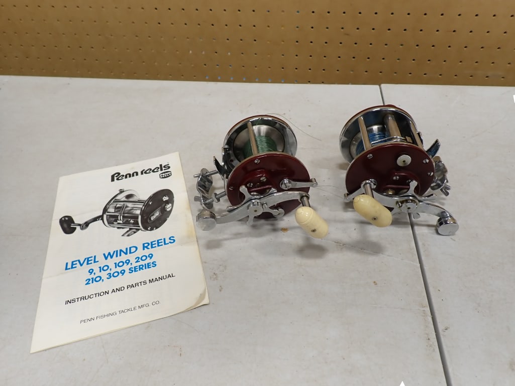 Lot of 2 Vintage Penn Peer #209 Fishing Reels: Lot of 2 Vintage Penn Peer #209 Fishing Reels All pictures are considered part of the description and should be examined carefully by bidders. Live Auctioneers is now offering Live Shipping through