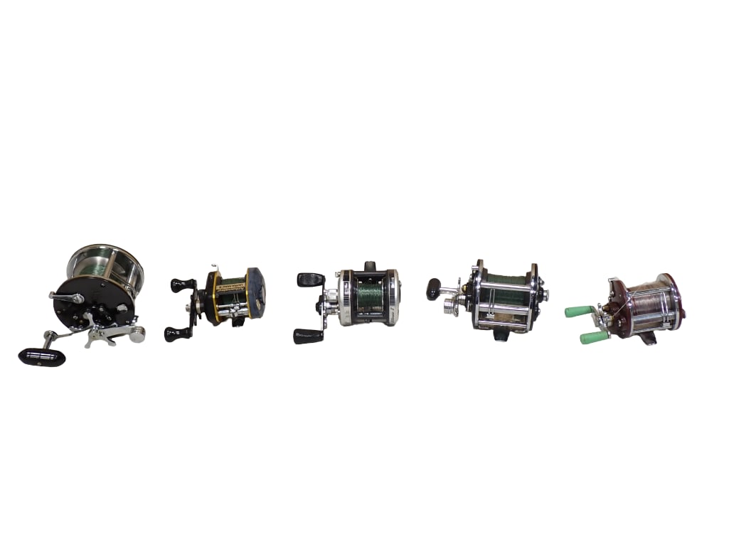 Lot of 5 Vintage Fishing Reels incl Penn, Abu, Daiwa: Lot of 5 Vintage Fishing Reels incl Penn, Abu, Daiwa All pictures are considered part of the description and should be examined carefully by bidders. Live Auctioneers is now offering Live Shipping t