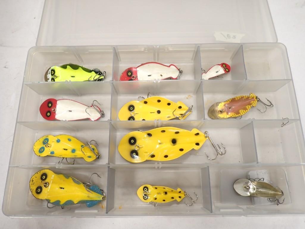 Large Lot of 11 Fishing Spoon Plugs: Large Lot of 11 Fishing Spoon Plugs All pictures are considered part of the description and should be examined carefully by bidders. Live Auctioneers is now offering Live Shipping through them. This i