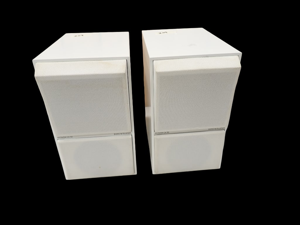 Pair of Bang & Olufsen Beovox CX50 White Speakers Untested: Pair of Bang & Olufsen Beovox CX50 White Speakers Untested All pictures are considered part of the description and should be examined carefully by bidders. Live Auctioneers is now offering Live