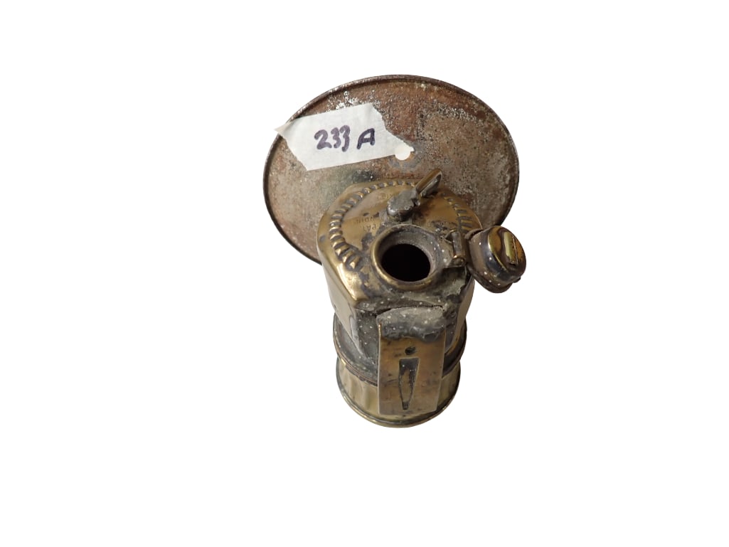 Streamlined Justrite Miners Helmet Lamp Antique Brass (1 of 6)