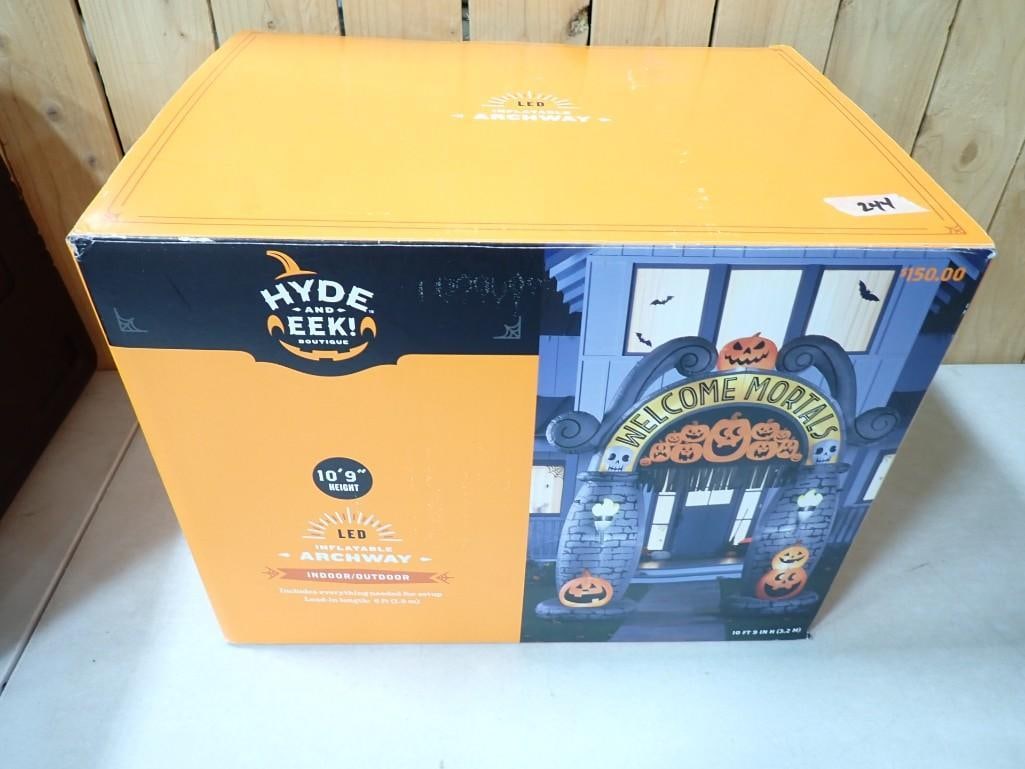 Halloween Inflatable LED Lights Archway Welcome Mortals in Original Box 10'9" Tall (1 of 6)