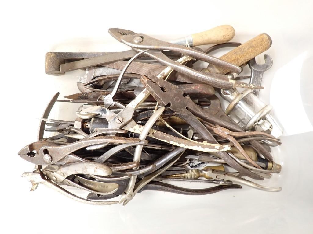 Lot of Antique Tools incl Misc Pliers, Wrenches, Etc (1 of 5)
