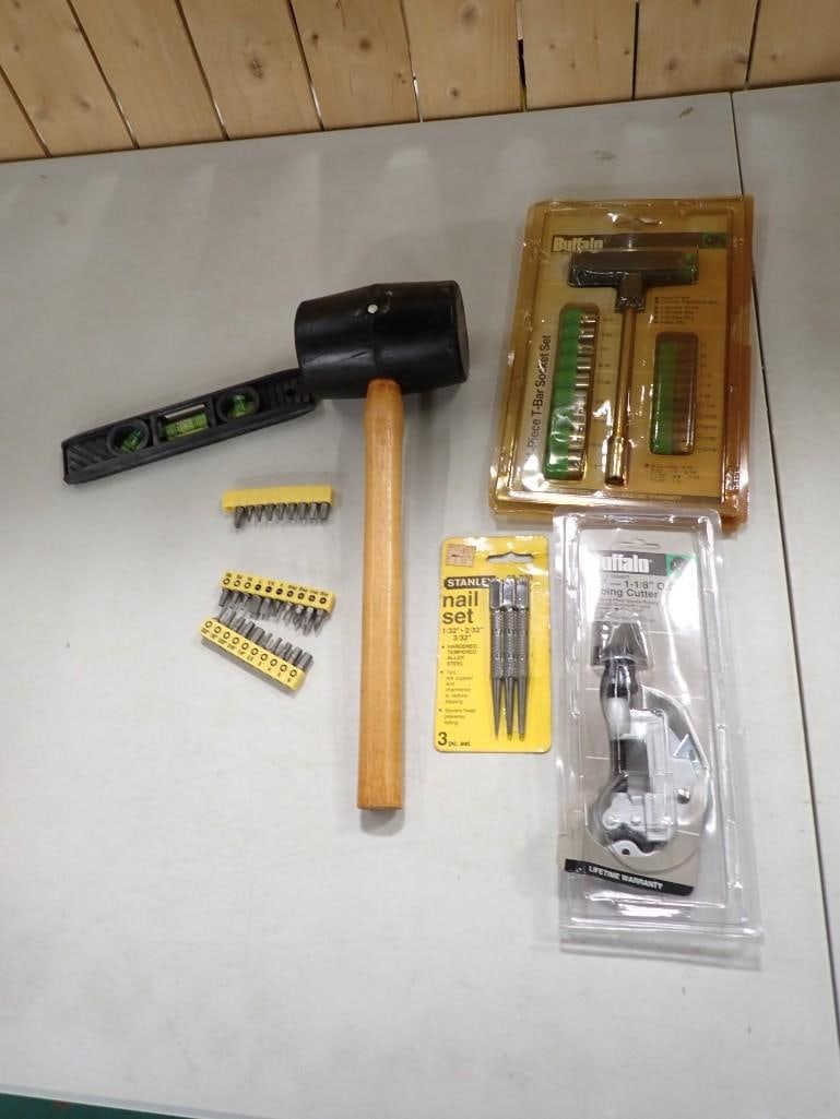Tool Lot incl Buffalo Tubing Cutter, T-Bar Set, Stanley Nail Set, and Rubber Mallet (1 of 6)