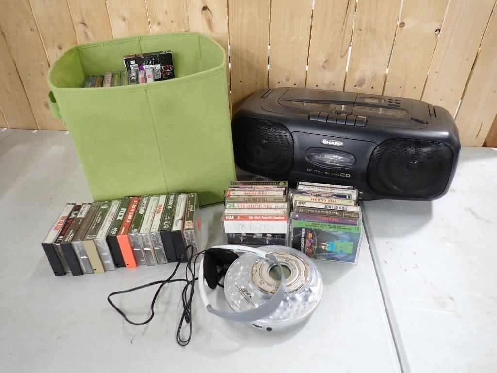 Lot of 100+ Cassette Tapes, CD Player, Cassette Player Radio (1 of 11)