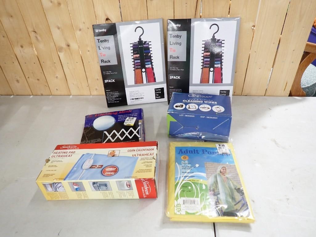Lot of Neck Tie Holders, Extending Mirror, Heating Pad (1 of 8)