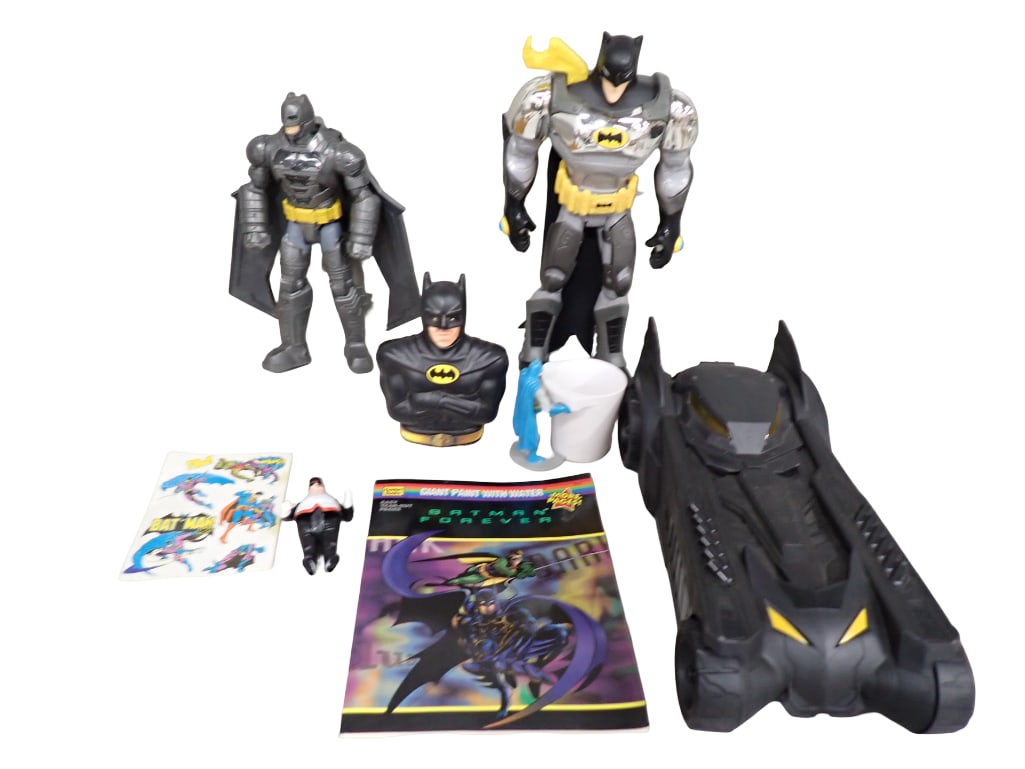 Batman Lot incl Batman Figures, Batmobile Car, Batman Forever Giant Paint with Water Book, Etc (1 of 11)