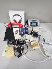 Electronics incl Headphones, Receiver Accessory for a Cell Phone, Snooze Clock Radio Phone, etc