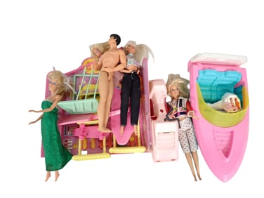 Barbie Doll Lot incl Barbie Ocean Friends Speed Boat, 3 Barbies, Ken, Accessories, Etc