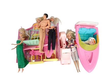 Barbie Doll Lot incl Barbie Ocean Friends Speed Boat, 3 Barbies, Ken, Accessories, Etc: Barbie Doll Lot incl Barbie Ocean Friends Speed Boat, 3 Barbies, Ken, Accessories, Etc  All pictures are considered part of the description and should be examined carefully by bidders.  Live Auctionee