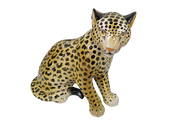 Ceramic Leopard Cat Statue or Sculpture
