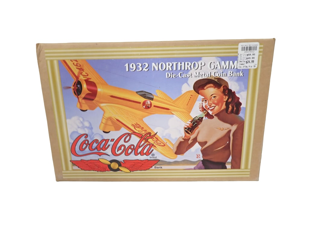 Coca Cola Model 1932 Northrop Gamma Airplane Die Cast Metal Coin Bank in Original Box (1 of 6)