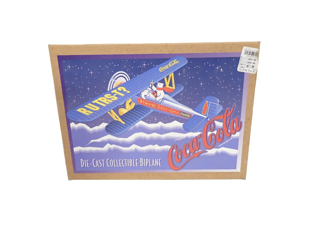 Coca Cola Die Cast Collectible Biplane in Original Box R U TRS-T?: Coca Cola Die Cast Collectible Biplane in Original Box R U TRS-T? All pictures are considered part of the description and should be examined carefully by bidders. Live Auctioneers is now offering Live