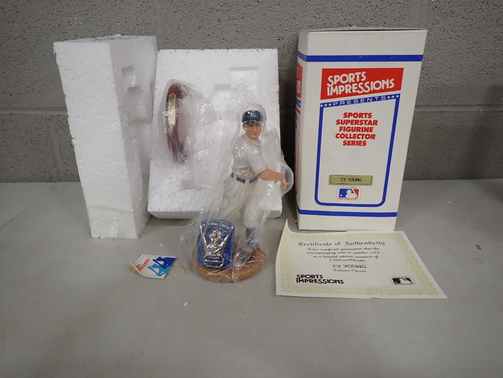 Cy Young Limited Edition Figurine Sports Impressions in Original Box: Cy Young Limited Edition Figurine Sports Impressions in Original Box All pictures are considered part of the description and should be examined carefully by bidders. Live Auctioneers is now offering