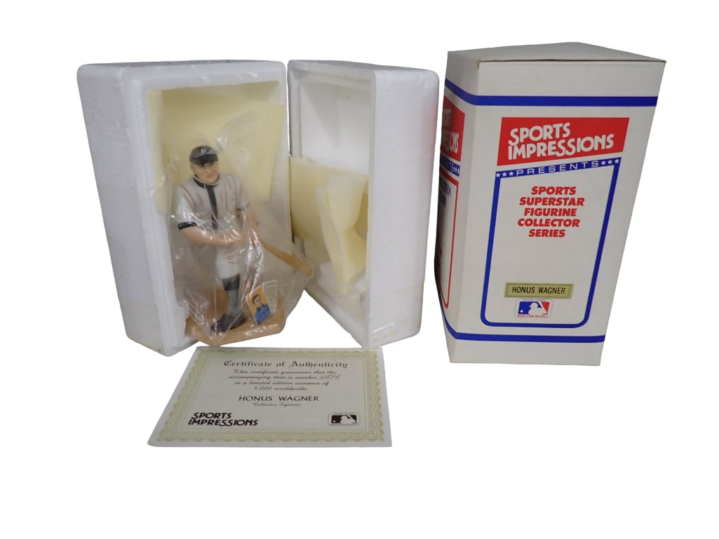 Honus Wagner Limited Edition Figurine Sports Impressions in Original Box: Honus Wagner Limited Edition Figurine Sports Impressions in Original Box All pictures are considered part of the description and should be examined carefully by bidders. Live Auctioneers is now offeri