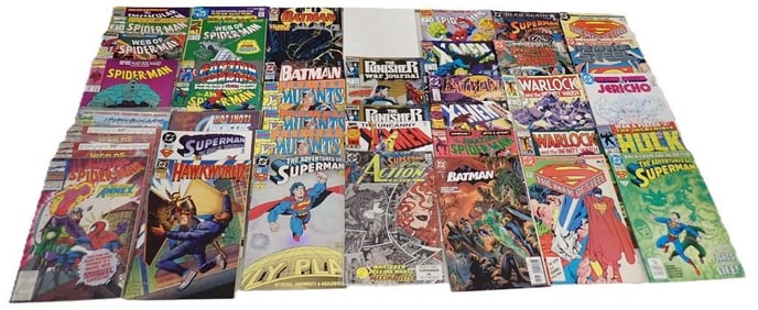 Assorted Comic Books including Superman, Batman, Hulk, Warlock, Spider-Man, Mutants, X-Men, etc