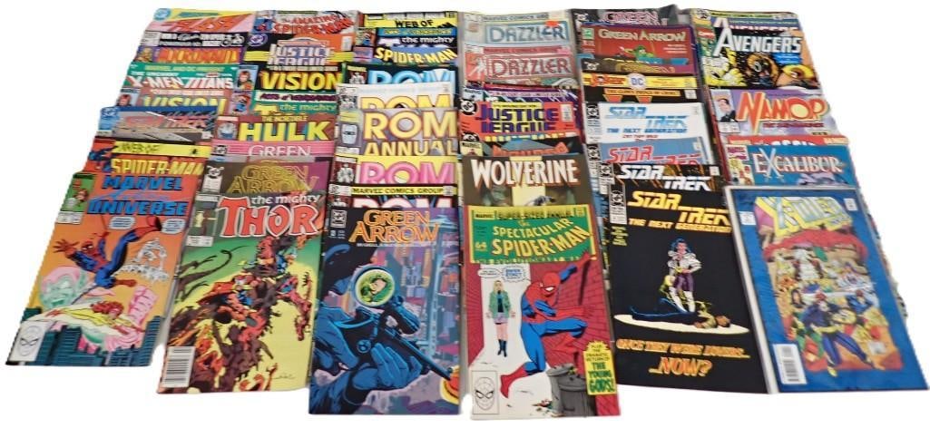 Comic Book Lot including Star Trek, Thor, Marvel universe, Rom, Excalibur, Namor, Avengers, X-Men, (1 of 7)