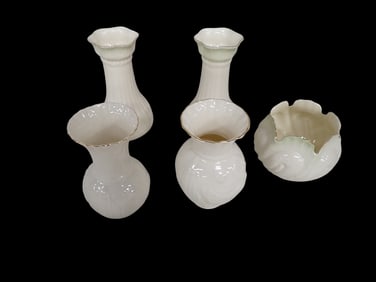 5 Belleek Pottery Vases