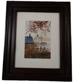 Framed Bilyeau Painting "Quiet Waters" with COA - measures roughly 11x13"