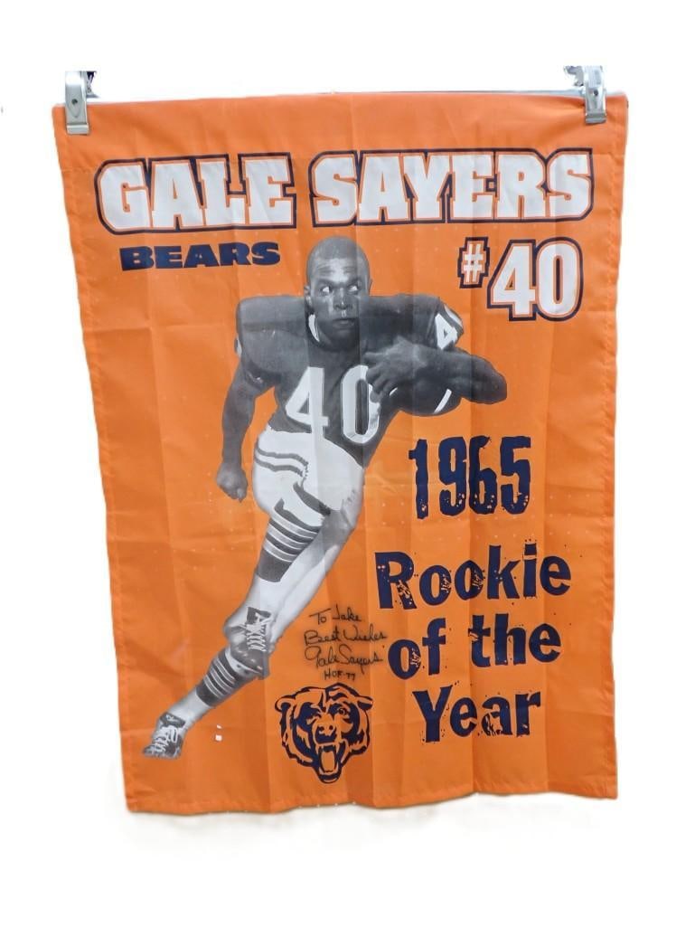 Gale Sayers Chicago Bears Autographed Polyester Hanging - No COA (1 of 8)