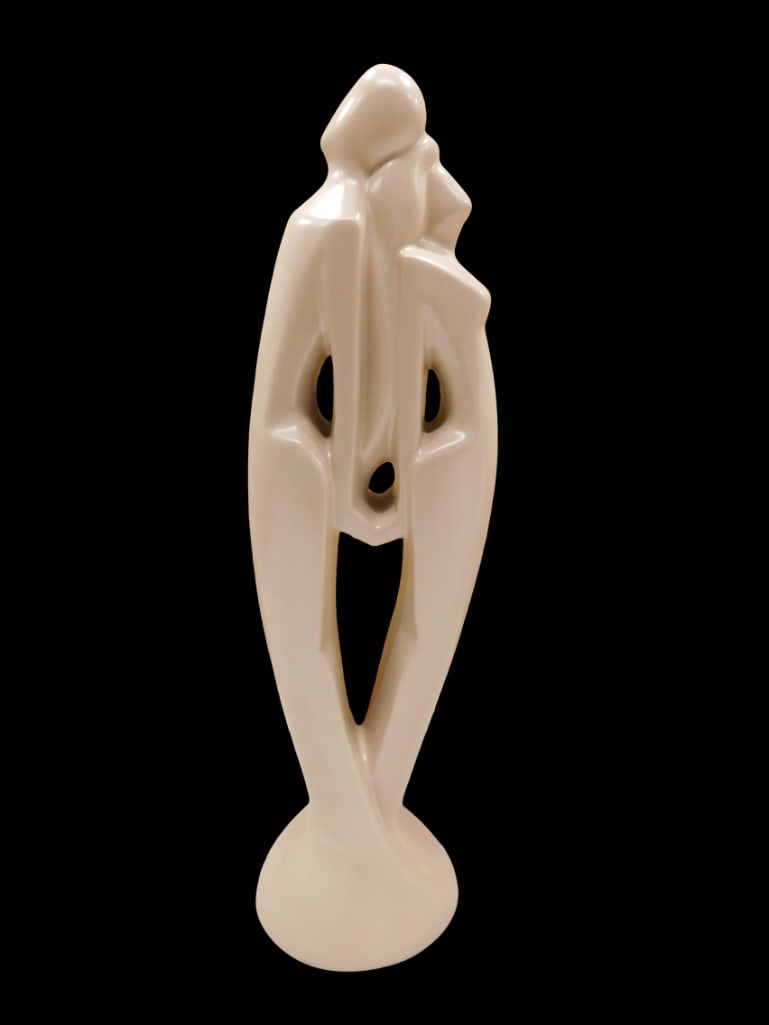 Vintage Haeger Pottery The Lovers Statue or Sculpture Off White or Cream (1 of 11)