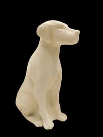 Vintage Haeger Pottery Dog Sculpture or Statue Off White or Cream