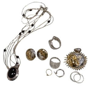 Lot of Jewelry - Mostly Sterling Silver. Includes Charms, Earrings, Rings, etc.