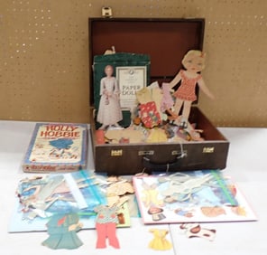 Large Lot of Paper Dolls in Case including Holly Hobbie Sew-ons in Box