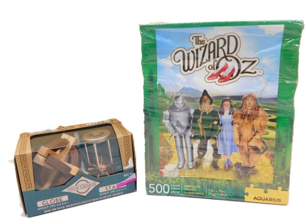 Sealed 500 Piece Wizard of Oz Jigsaw Puzzle and True Genius Mechanical Puzzle Brain Teasers (1 of 7)