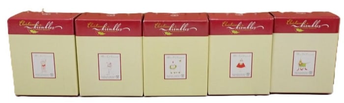 Lot of 5 Christmas Krinkles by Patience Brewster with Original Boxes - Mini Cat, Fat White Cat,