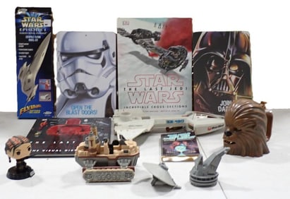Star Wars and Other Space Lot including Toys, Funko, Books, Milton Bradley Star Bird, etc.