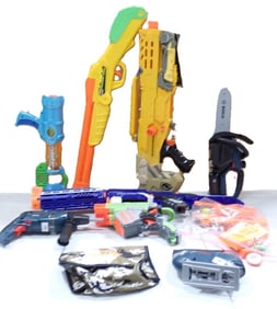 Toy Lot including Nerf Guns and Accessories, Bosch Toy Tools, etc