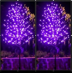 Pair of New in Box Leruckdite Indoor Outdoor Cherry Blossom 6ft 208 Light Adjustable Tree for