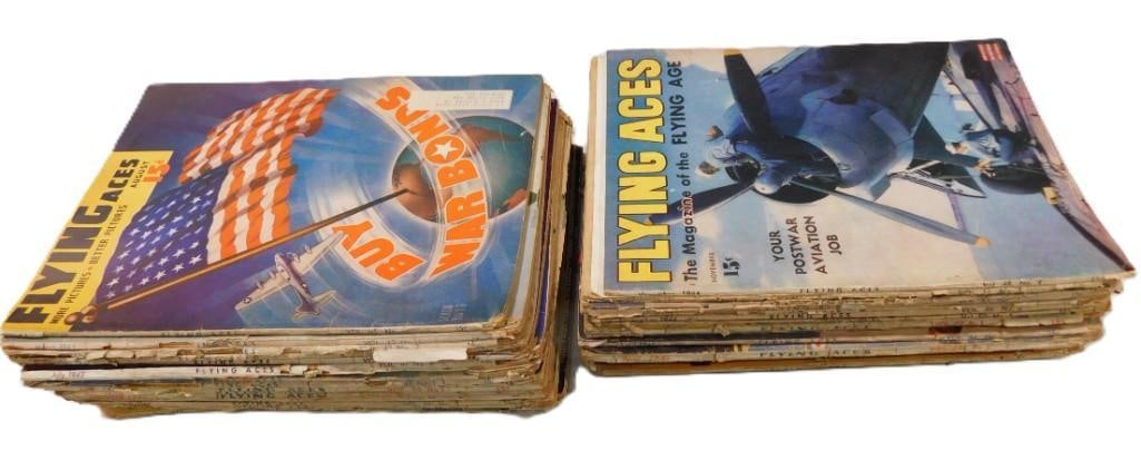 Large Lot of 1940's Flying Aces Magazines - The Magazine of the Flying Age: Large Lot of 1940's Flying Aces Magazines - The Magazine of the Flying Age All pictures are considered part of the description and should be examined carefully by bidders. Live Auctioneers is now 