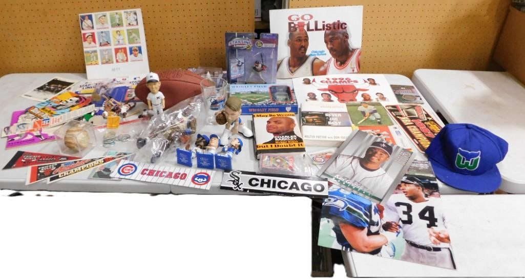 Large Sports lot including Vintage, Chicago Bulls, Ephemera, Starting Line Up, Cubs, White Sox, Foot (1 of 14)