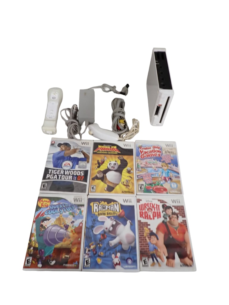 Nintendo Wii System with Video Games, Controllers, and Cords (1 of 5)