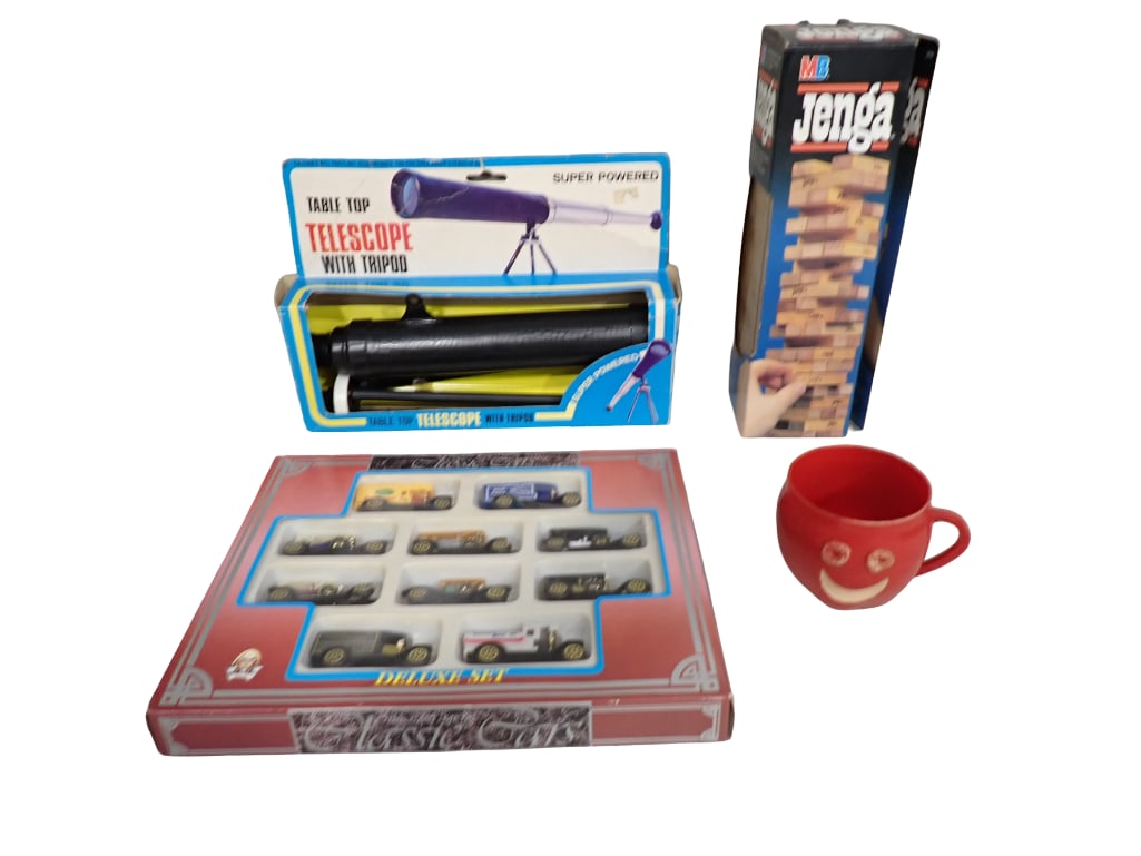 Toys Lot incl Jobar Die Cast Metal Classic Cars Deluxe Set, Table Top Telescope with Tripod (1 of 6)