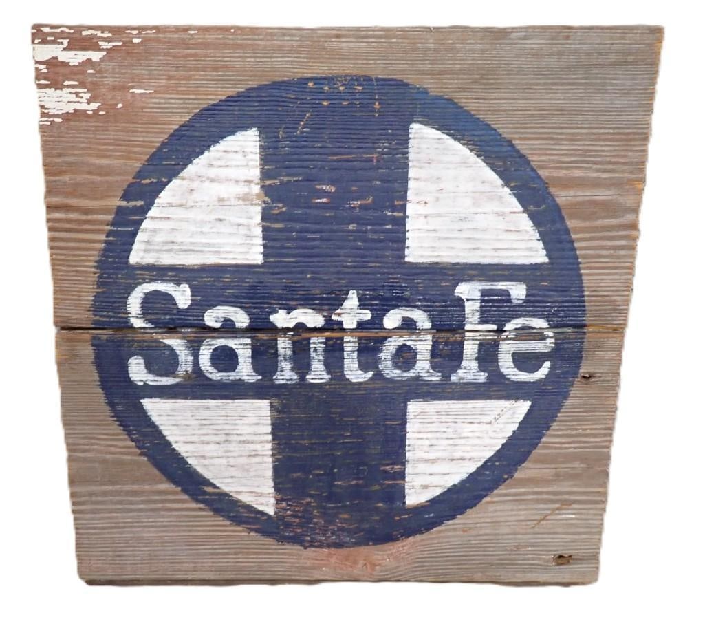 Wooden Santa Fe Wall Hanging Train / Locomotive Sign: Wooden Santa Fe Wall Hanging Train / Locomotive Sign All pictures are considered part of the description and should be examined carefully by bidders. Live Auctioneers is now offering Live Shipping thr