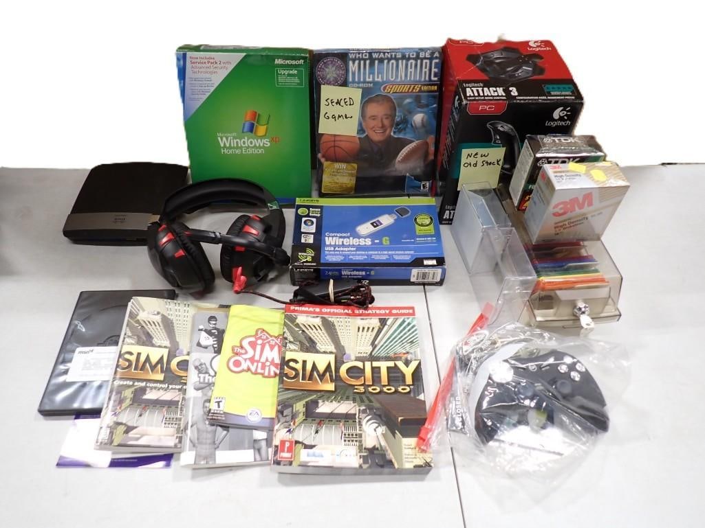 Computer Lot including Vintage, Sealed, New Old Stock, etc. Sim City, WWTBAM, Logitech, Discs, etc (1 of 9)