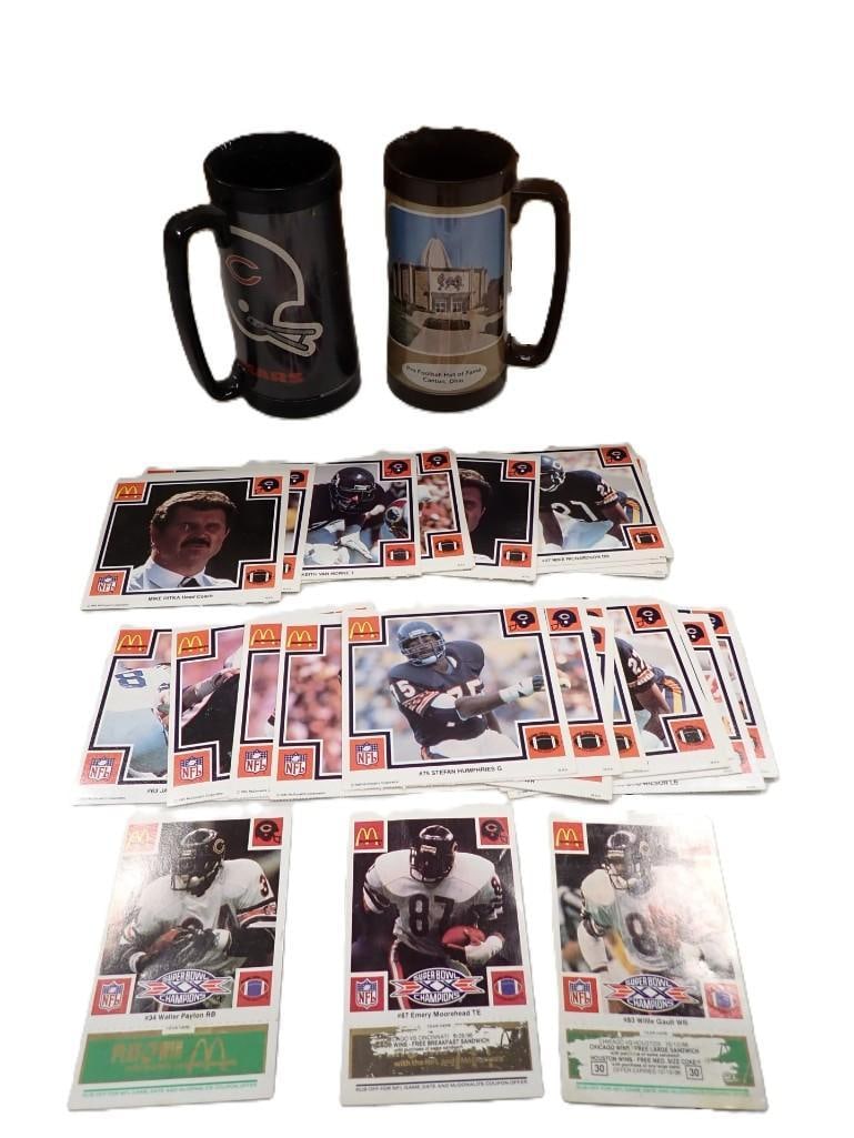 Football Lot including McDonald's Chicago Bears Cards, Bears Mug, Pro Football Hall of Fame Mug: Football Lot including McDonald's Chicago Bears Cards, Bears Mug, Pro Football Hall of Fame Mug All pictures are considered part of the description and should be examined carefully by bidders. Liv