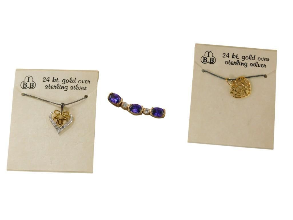 Two Gold Plated Sterling Necklace Charms and also an unmarked piece (1 of 7)