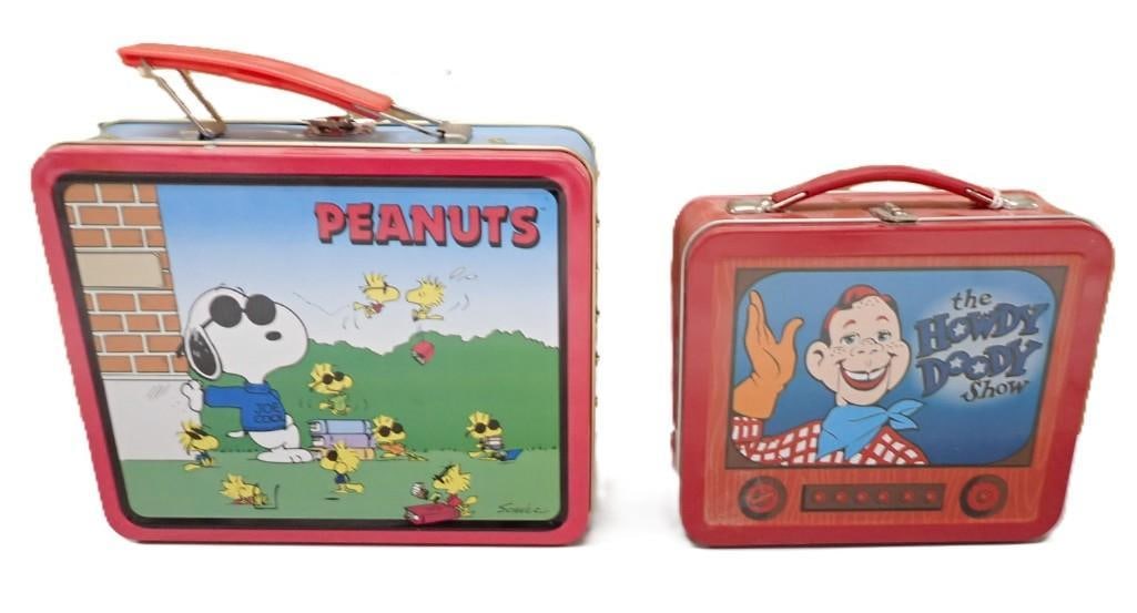 Metal Lunchbox Lot including Peanuts with Snoopy and Woodstock, plus a Howdy Doody Show (1 of 8)