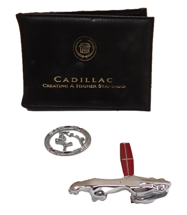Car Emblems including Jaguar, Mercury Cougar, Lincoln, plus a Cadillac Manual (1 of 7)