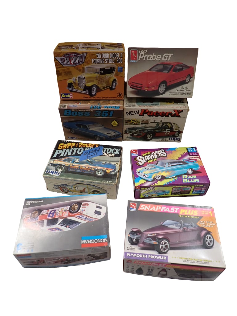 Lot of Model Car Kits incl MPC Gapp & Roush's Pinto Pro Stock Drag Racer, AMP Snapfast Slammers Ram (1 of 4)