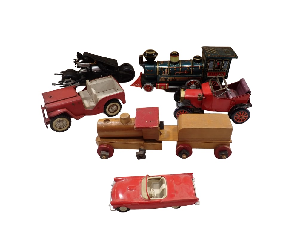 Lot of Toy Cars and Vehicles, Tin Train, Wood Train, etc (1 of 2)