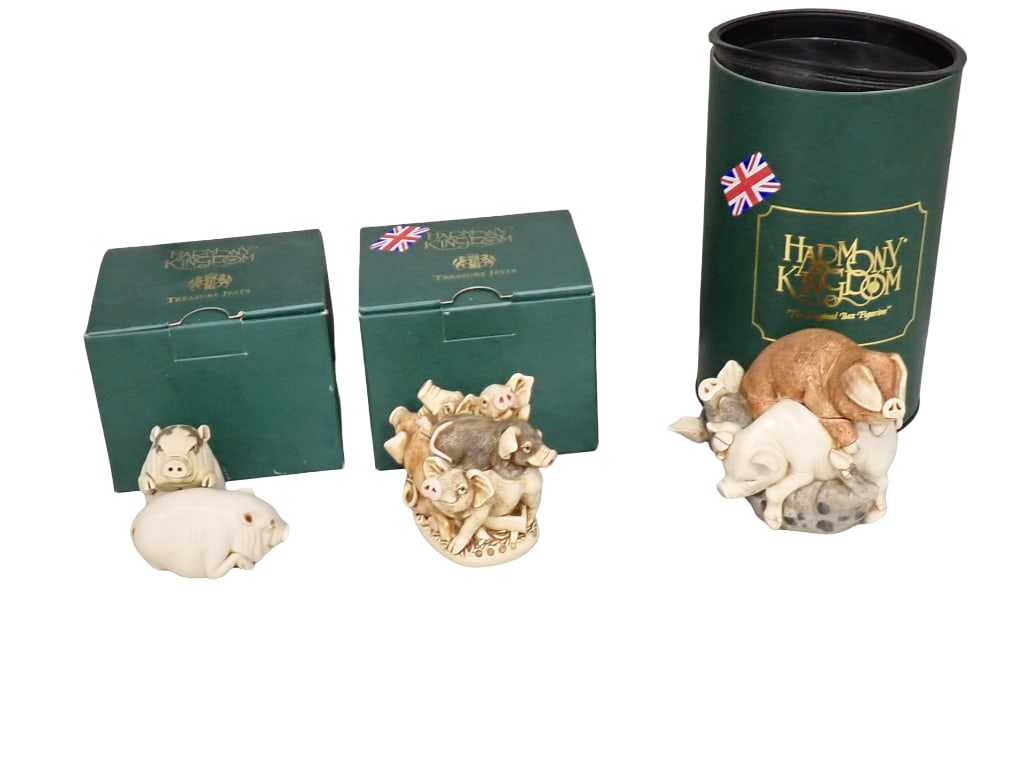 3 Harmony Kingdom Pig Trinket Boxes incl A Love Supreme Pigs, Truffle Scuffle, Etc (1 of 5)